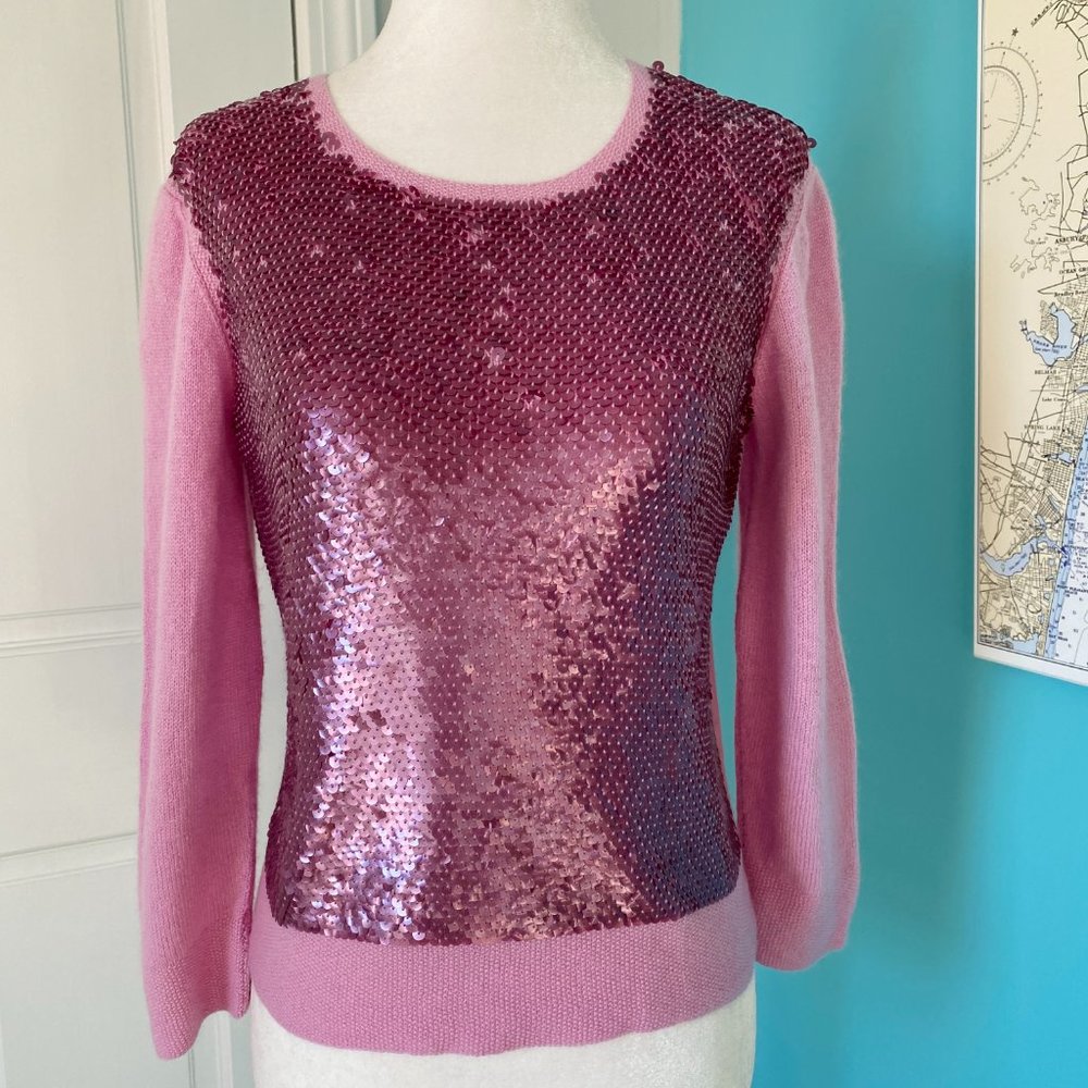 Anthropologie Jane Wheeler Cashmere/Sequin Scoop Neck Pullover Sweater (size XS)